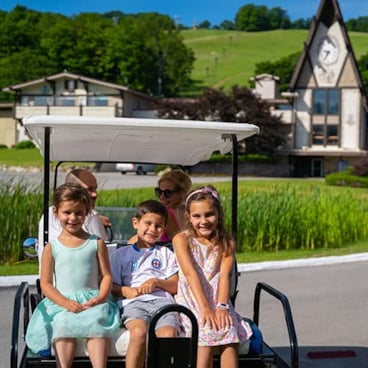 Looking to explore the property without hiking, biking, or taking the chair? Swing by Boyne Country Sports and rent one of our 6-person Scenic Carts. 